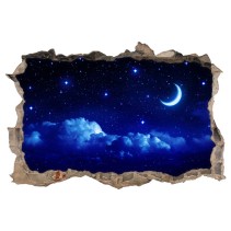 Vinilos agujero pared 3d luna y estrellas