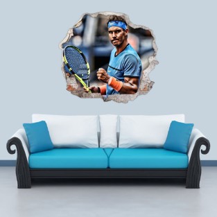 Vinilos agujero pared 3d tenista rafa nadal