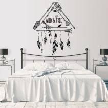 Vinilos pared frase wild y free estilo boho