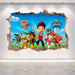 Vinilos agujero 3d paw patrol la patrulla canina Vinilos agujero 3d paw patrol la patrulla canina