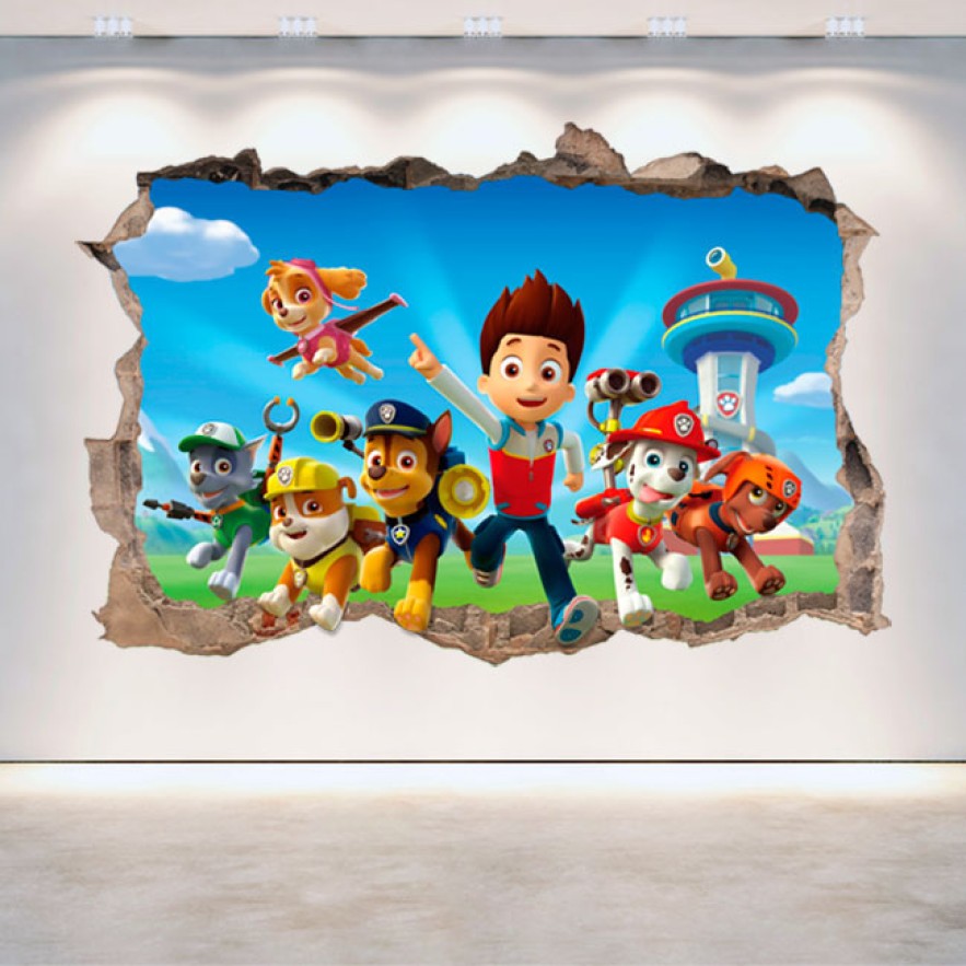 Vinilos agujero 3d paw patrol la patrulla canina