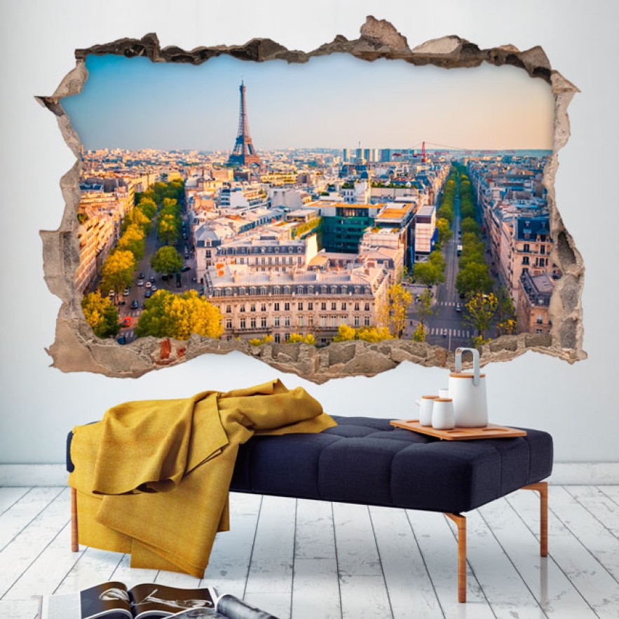 Vinilos decorativos agujero 3d parís