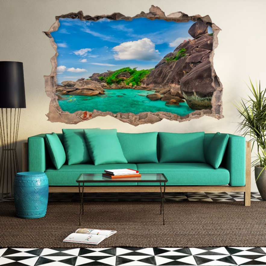 Vinilos agujero 3d paisaje railay tailandia playa