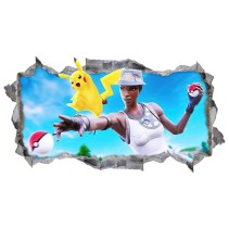 Vinilo pared agujero 3d fortnite pokémon