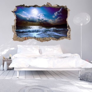 Vinilos agujero 3d luna en la playa