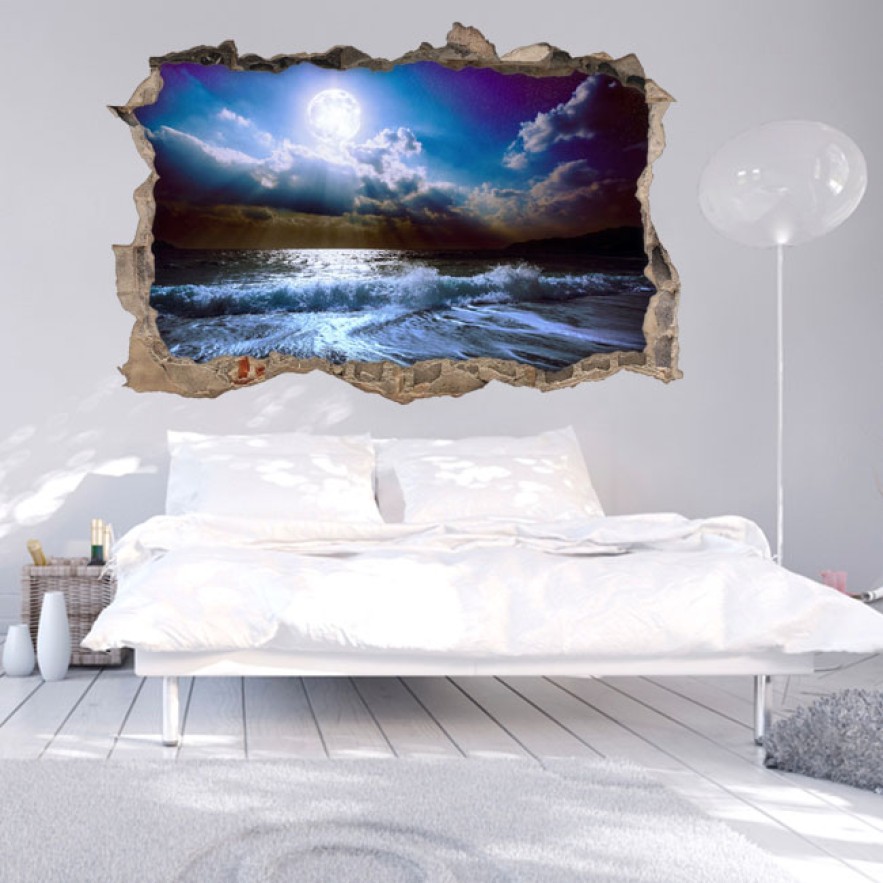 Vinilos agujero 3d luna en la playa