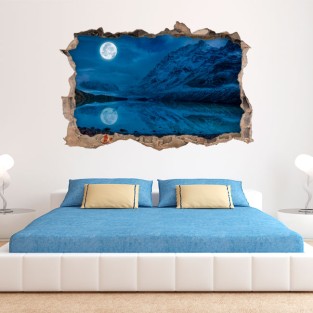 Vinilos agujero 3d luna llena en invierno