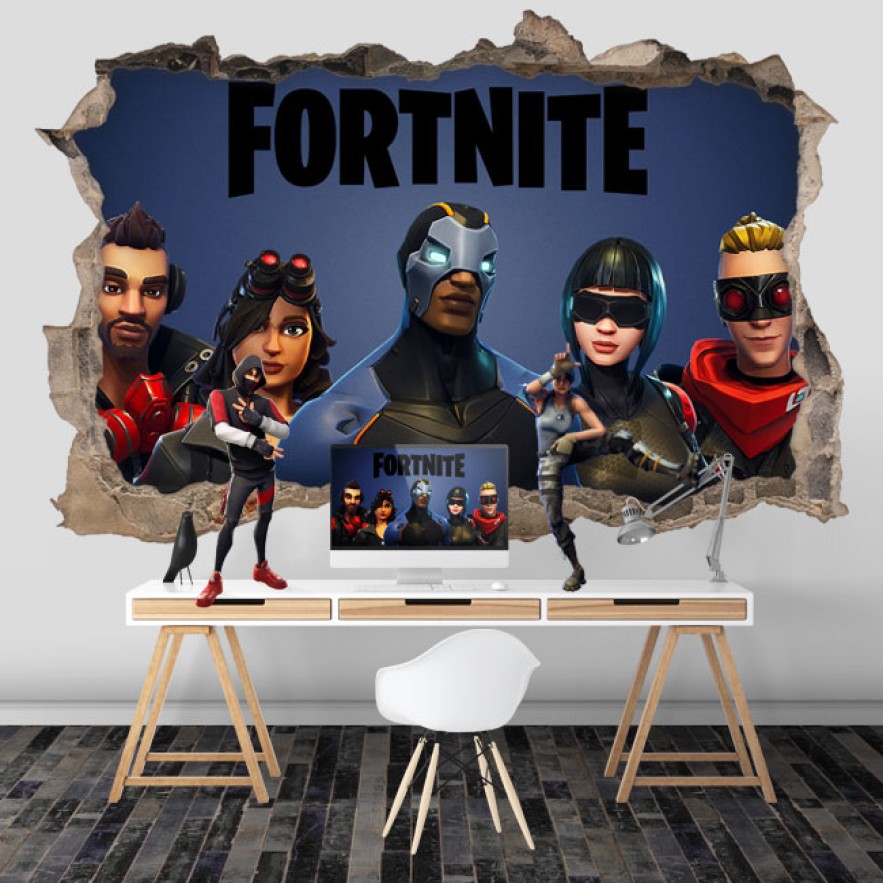 Vinilo agujero 3d paredes videojuego fortnite