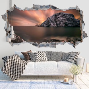 Vinilos decorativos agujeros 3d atardecer islas lofoten noruega Vinilos decorativos agujeros 3d atardecer islas lofoten noruega