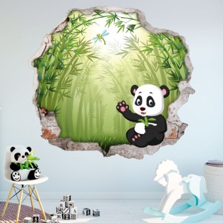 Vinilos agujero 3d oso panda infantil Vinilos agujero 3d oso panda infantil