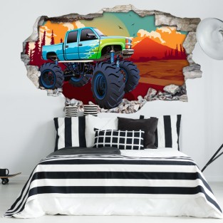 Vinilos agujero 3d monster truck Vinilos agujero 3d monster truck