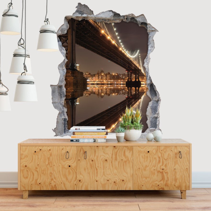 Vinilos agujero 3d nueva york puente manhattan