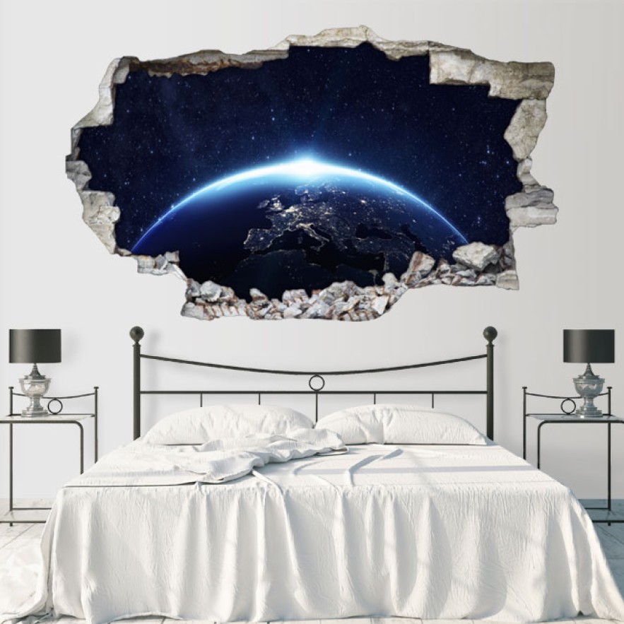 Vinilos agujero 3d planeta tierra desde el espacio