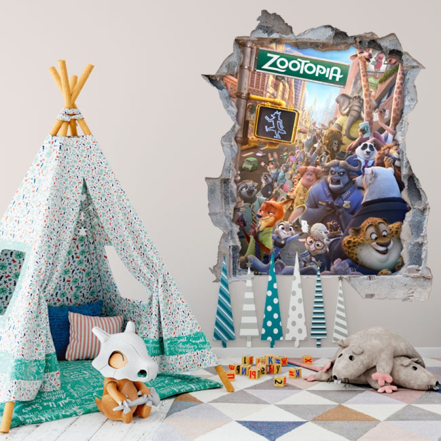 Vinilos agujero 3d disney zootopia