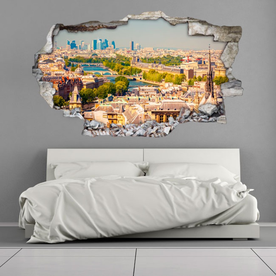 Vinilos agujero 3d paisaje parís