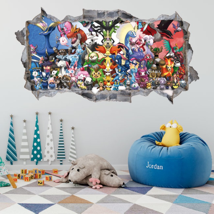 Vinilos agujero 3d pokémon volcanion
