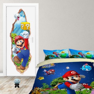 Vinilos videojuego mario bros puertas 3d