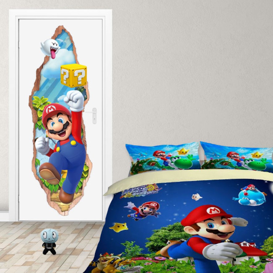 Vinilos videojuego mario bros puertas 3d