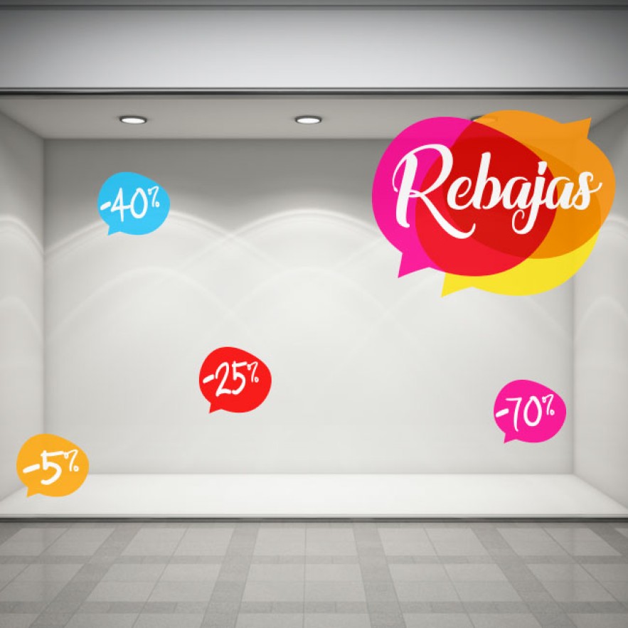 Vinilos texto rebajas escaparates