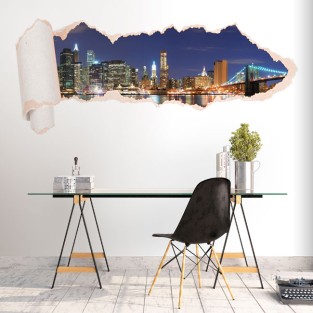 Vinilos papel rasgado 3d skyline nueva york Vinilos papel rasgado 3d skyline nueva york