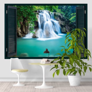 Vinilos efecto ventana 3d cascada huai mae khamin tailandia Vinilos efecto ventana 3d cascada huai mae khamin tailandia