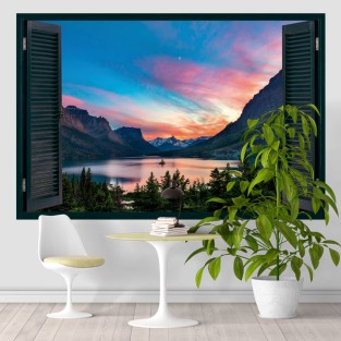 Vinilos ventana 3d lago saint mary