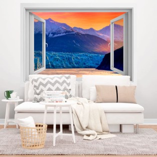 Vinilos efecto ventanas 3d atardecer en alaska Vinilos efecto ventanas 3d atardecer en alaska