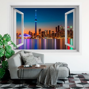 Vinilos efecto ventanas 3d canadá colores atardecer