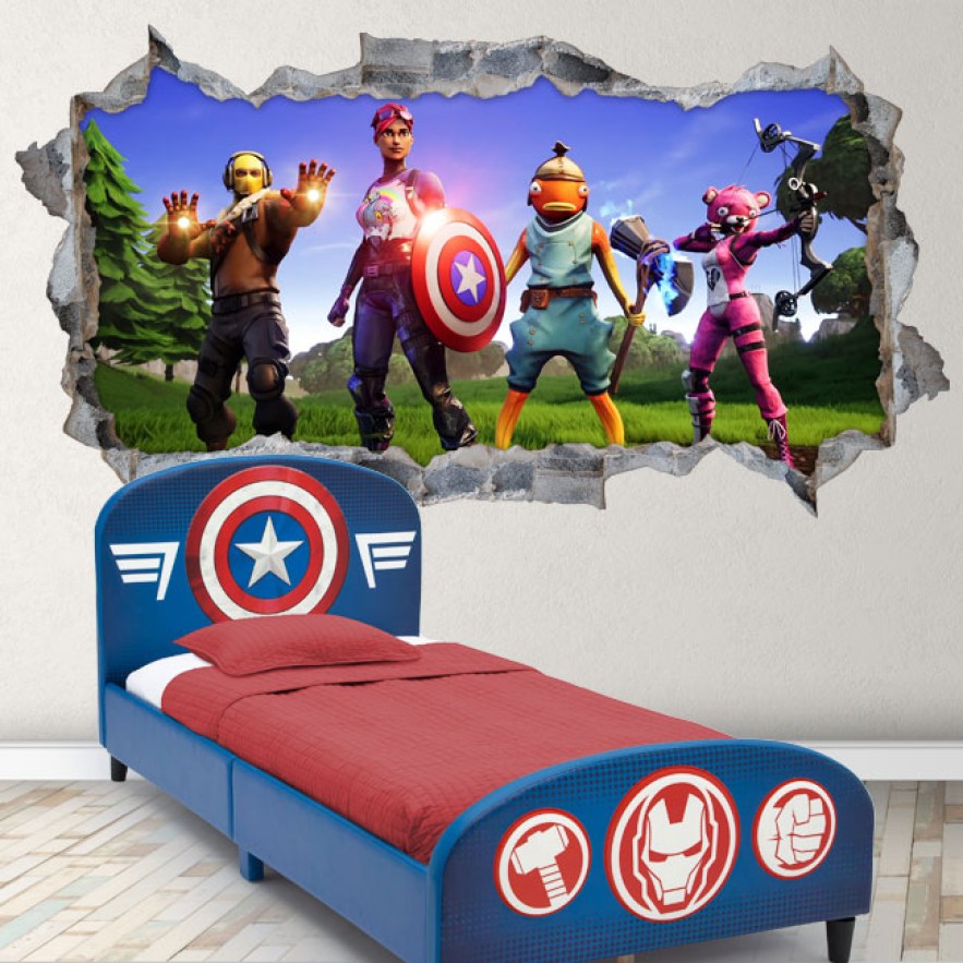 Vinilo agujero 3d videojuego fortnite skin avengers