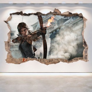 Vinilo videojuego agujero 3d lara croft tomb raider definitive edition