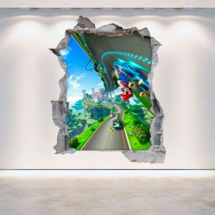 Vinilo decorativo agujero 3d videojuego mario kart 8 Vinilo decorativo agujero 3d videojuego mario kart 8