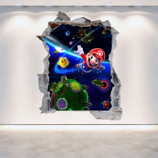 Vinilo agujero 3d videojuego super mario galaxy Vinilo agujero 3d videojuego super mario galaxy