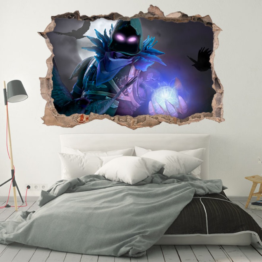 Vinilos agujeros 3d paredes videojuego fortnite