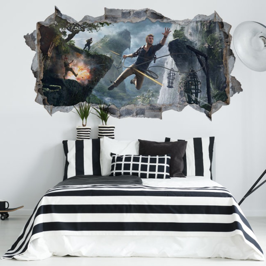 Vinilo decorativo videojuego uncharted 4 agujero 3d