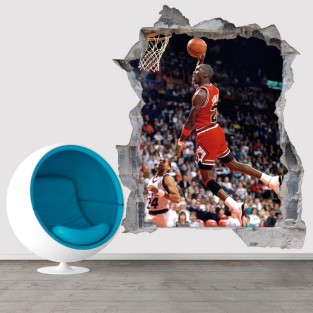 Vinilos agujero 3d baloncesto michael jordan volando Vinilos agujero 3d baloncesto michael jordan volando