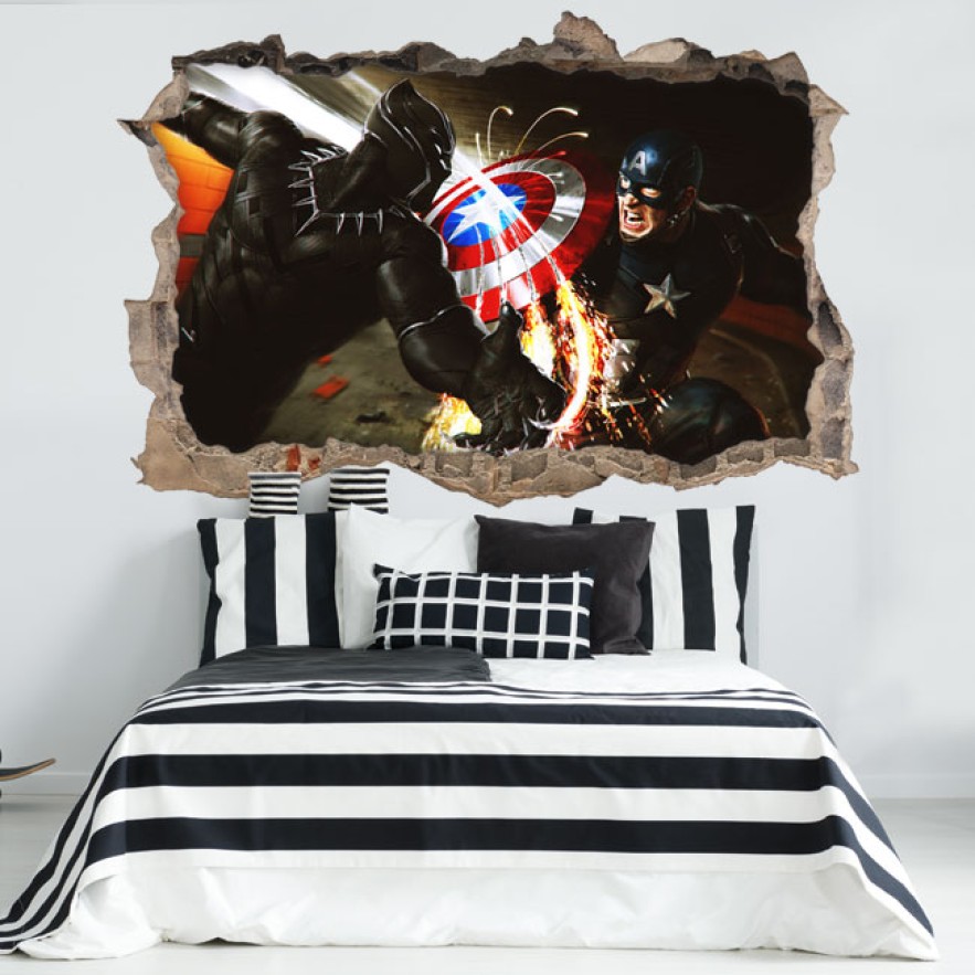 Vinilos agujero 3d capitán américa civil war
