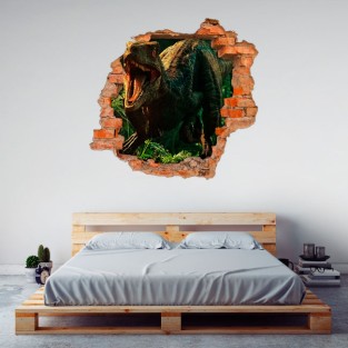 Vinilos pared agujero 3d dinosaurio jurassic park