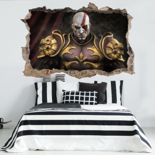 Vinilo decorativo agujero 3d kratos god of war throne