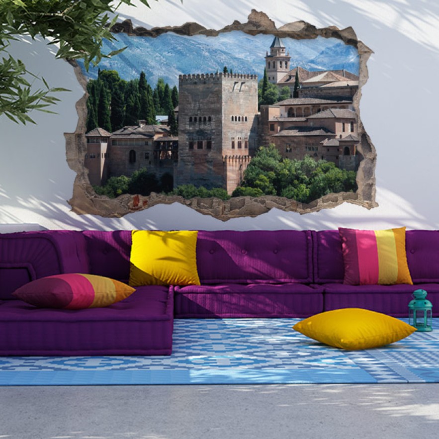 Vinilos agujero 3d monumento la alhambra granada