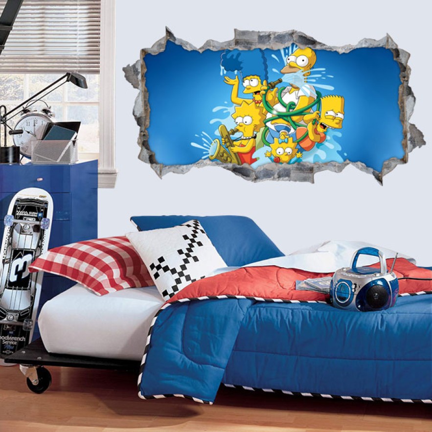 Vinilos decorativos agujero 3d los simpsons