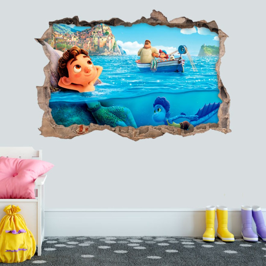 Vinilos decorativos efecto agujero 3d luca disney pixar
