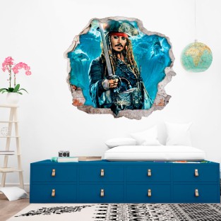 Vinilos y pegatinas agujero 3d piratas del caribe