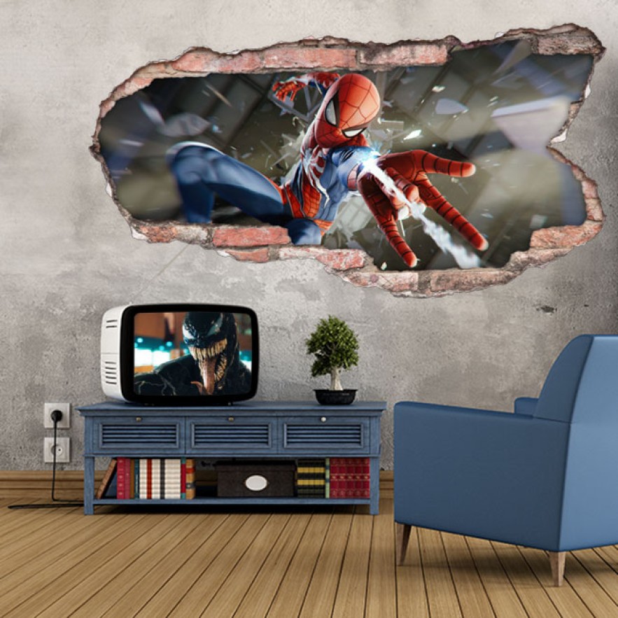 Vinilos agujeros 3d spider man