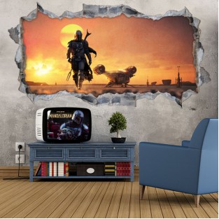 Vinilos decorativos agujero 3d star wars the mandalorian Vinilos decorativos agujero 3d star wars the mandalorian