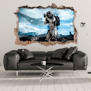 Vinilos decorativos agujero 3d stormtrooper star wars Vinilos decorativos agujero 3d stormtrooper star wars