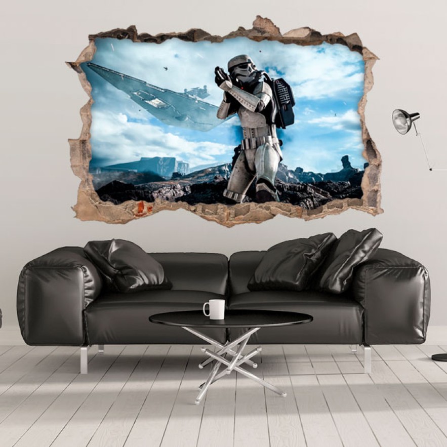 Vinilos decorativos agujero 3d stormtrooper star wars