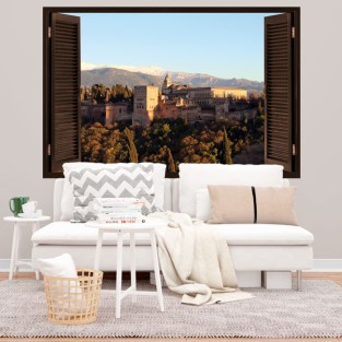 Vinilos efecto ventana 3d con vistas a la alhambra Vinilos efecto ventana 3d con vistas a la alhambra