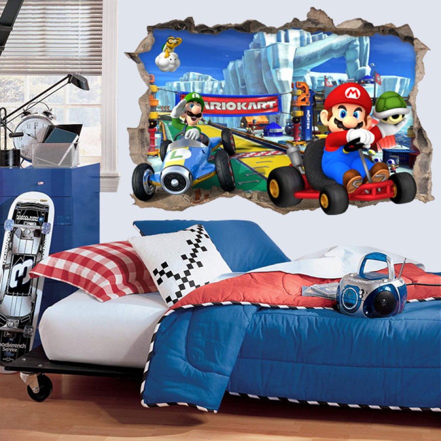 Vinilo agujero 3d videojuego super mario kart