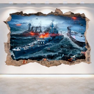Vinilo decorativo agujero 3d videojuego world of warships