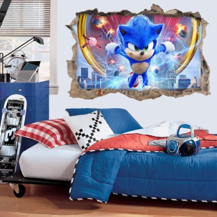 Vinilos decorativos agujero 3d sonic Vinilos decorativos agujero 3d sonic